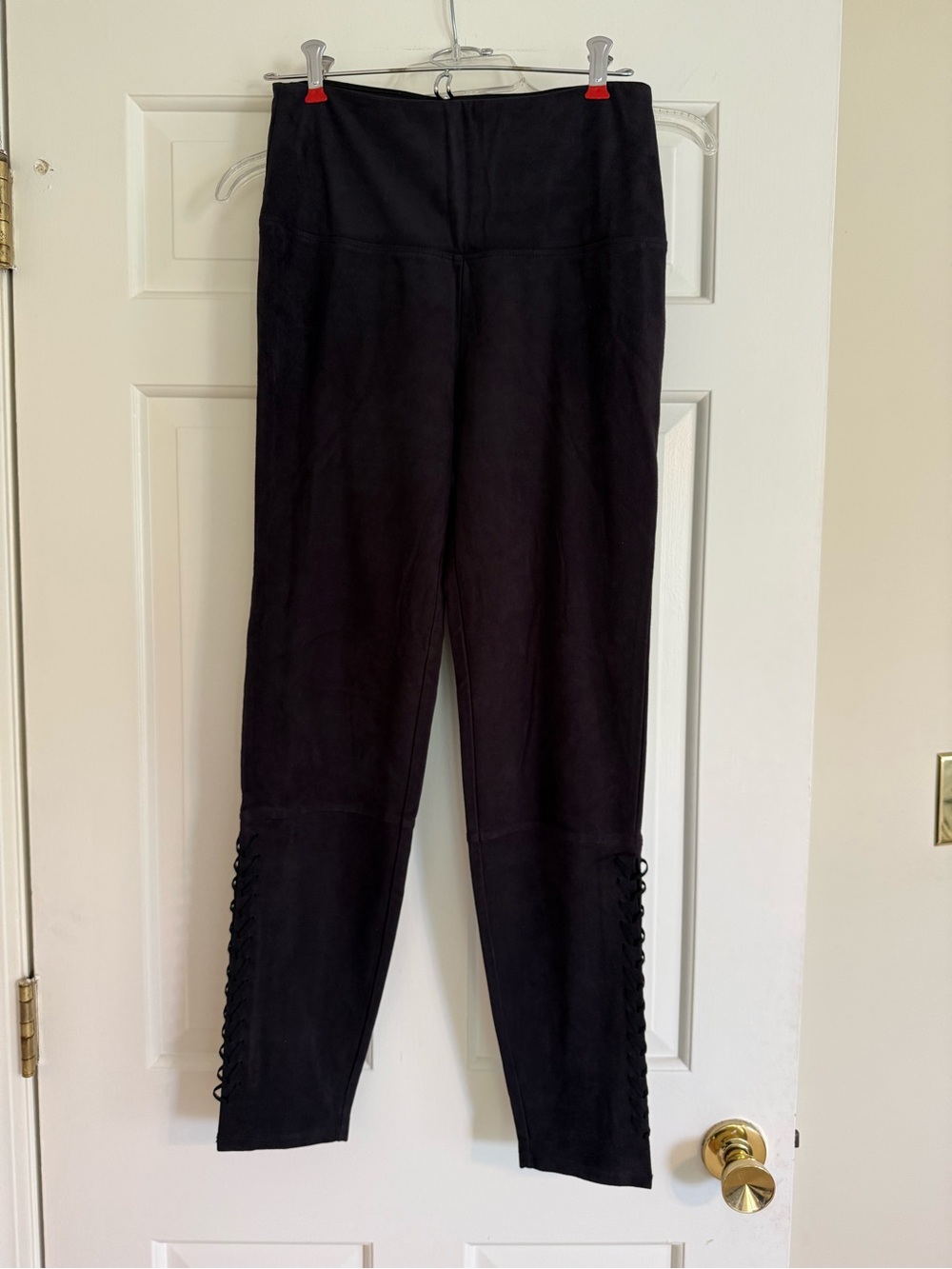 Black Women's Lace-Up Ponte Leggings